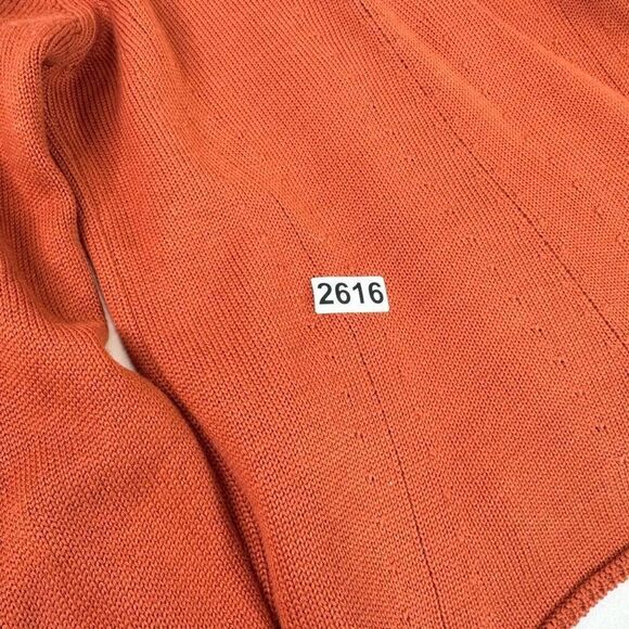 Hekla & Co Sweater Women Medium Cardigan Double Breasted Merino Wool Orange Knit - Picture 7 of 9